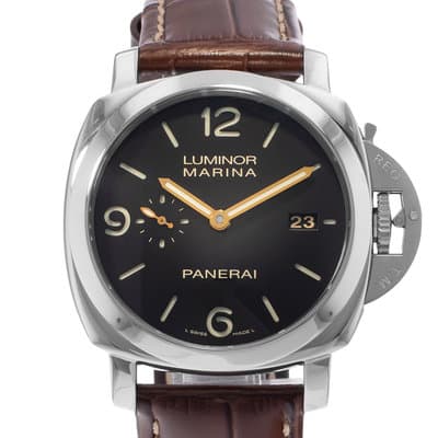 Panerai Luminor Marina 1950 PAM 00618 44mm Black Steel Leather Mens Watch 2014