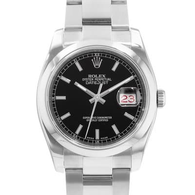 Rolex Datejust 36 116200 Black Index Steel Oyster Automatic Mens Watch 2007
