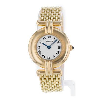 Cartier Colisee W1500303 24mm White Roman Yellow Gold Ladies Watch 1990