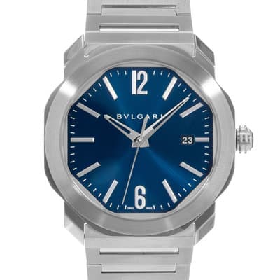 Bulgari Octo 102856 41mm Blue Arabic Steel Automatic Mens Watch 2013