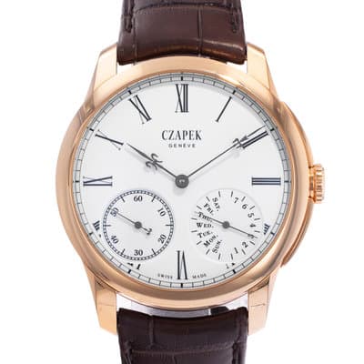 Czapek Quai Des Bergues No. 33bis 42mm White Roman Rose Gold Leather Mens 2016