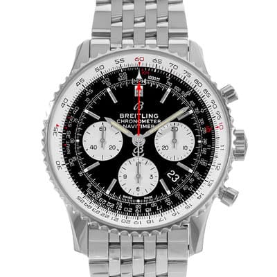 Breitling Navitimer 1 B01 Chronograph AB0121 Black Dial Steel Mens Watch