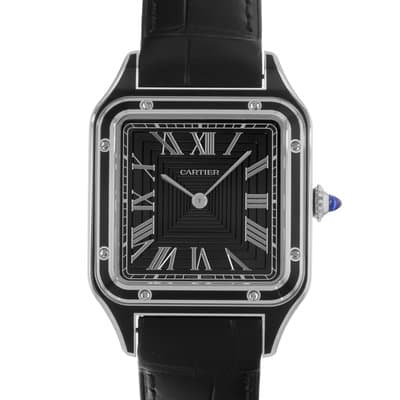 Cartier Santos Dumont WSSA0046 4298 Large Black Lacquer Manual Mens Watch 2025