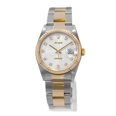 Rolex Datejust 36 16233 Silver Jubilee Diamond Dial Steel Gold Mens Watch 2002
