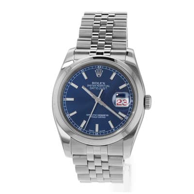Rolex Datejust 36 116200 Blue Index Steel Smooth Jubilee Mens Watch 2005