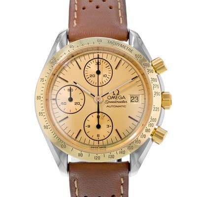 Omega Speedmaster Date 3311.10 38mm Gold Index Steel Vhronograph Mens Watch 1997