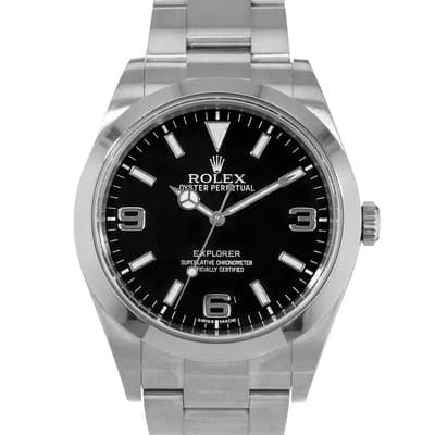Rolex Explorer 39 214270 Black Arabic Smooth Steel Oyster Mens Watch 2012
