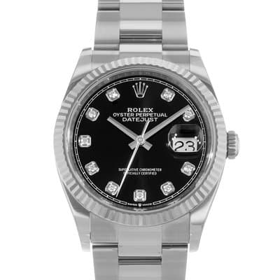 Rolex Datejust 36 126234 Black Diamond Steel White Gold Oyster Mens Watch 2024