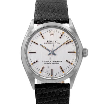 Rolex Oyster Perpetual 34 1002 Vintage Silver Index Steel Mens Watch 1972