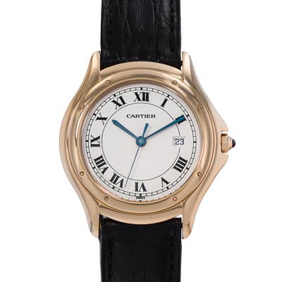 Cartier Cougar W3500453 887920 33mm Silver Roman Yellow Gold Quartz Mens Watch