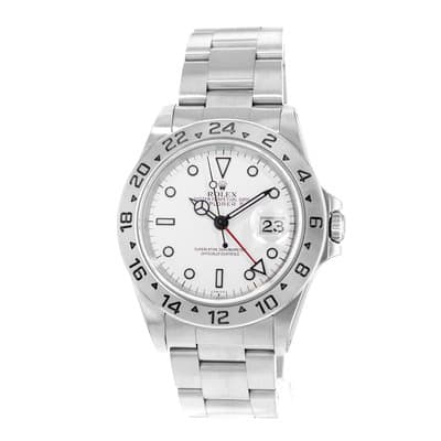 Rolex Explorer II 16570 40mm White Steel GMT Oyster Automatic Mens Watch 1999