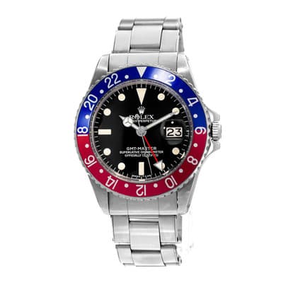 Rolex GMT-Master 1675 40mm Pepsi Black Steel Oyster Automatic Mens Watch 1966