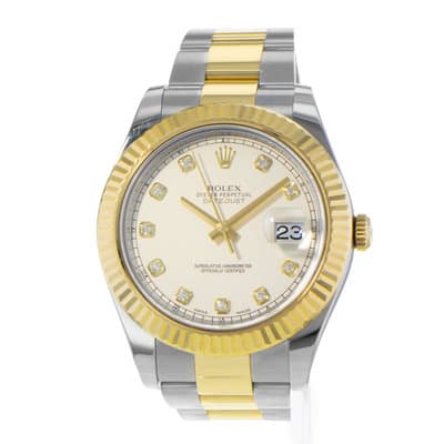 Rolex Datejust II 116333 41mm White Diamond Steel Gold Oyster Mens Watch 2015