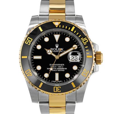 Rolex Submariner Date 116613 40mm Black Steel Gold Oyster Mens Watch 2015