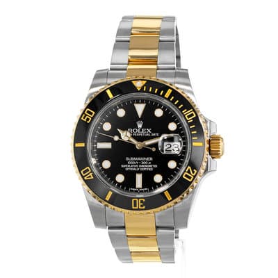 Rolex Submariner Date 116613 40mm Black Steel Gold Oyster Mens Watch 2015