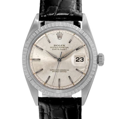 Rolex Datejust 36 1603 Vintage Patina Silver Index Steel Jubilee Mens Watch 1965
