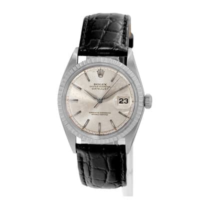 Rolex Datejust 36 1603 Vintage Patina Silver Index Steel Jubilee Mens Watch 1965