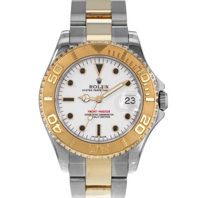 Rolex Yacht-Master 35 168623 White Steel Gold Oyster Mens Watch 2000