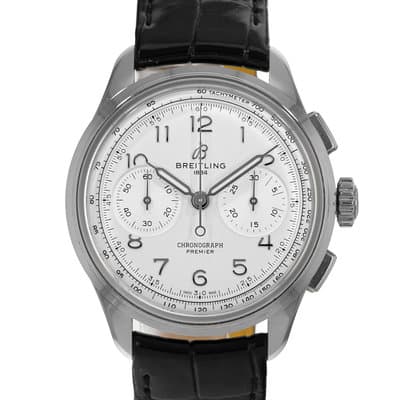 Breitling Premier B09 AB0930371G1P1 40mm Silver Steel Chronograph Mens Watch