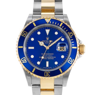 Rolex Submariner Date 16613 40mm Steel Yellow Gold Oyster Mens Watch 2006