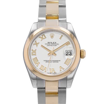 Rolex Datejust 31 178243 White Roman Steel Yellow Gold Oyster Mens Watch 2011