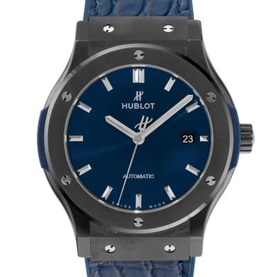 Hublot Ceramic Blue 511.CM.7170.RX 45mm Blue Index Ceramic Mens Watch 2021