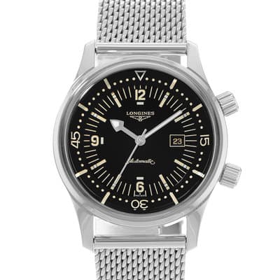 Longines Legend Diver L3.374.4.50.6 36mm Heritage Black Mesh Mens Watch 2023