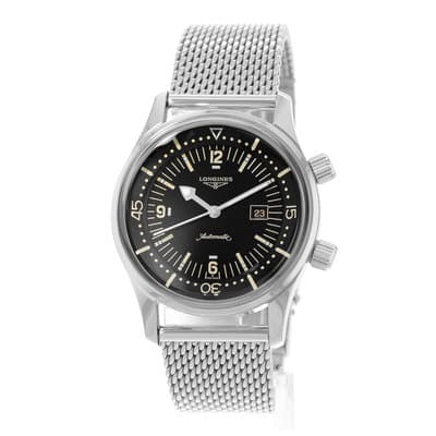 Longines Legend Diver L3.374.4.50.6 36mm Heritage Black Mesh Mens Watch 2023