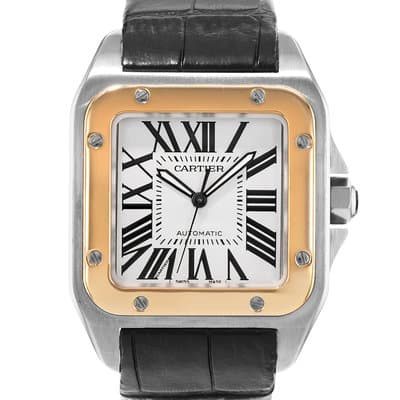 Cartier Santos 100 W20072X7 2656 38mm Silver Roman Steel Gold Mens Watch 2015