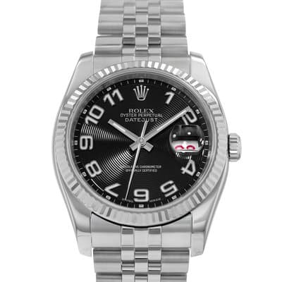 Rolex Datejust 36 116234 Black Arabic Concentric White Gold Mens Watch 2007