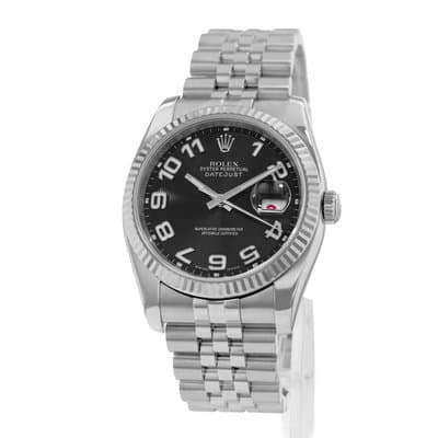 Rolex Datejust 36 116234 Black Arabic Concentric White Gold Mens Watch 2007