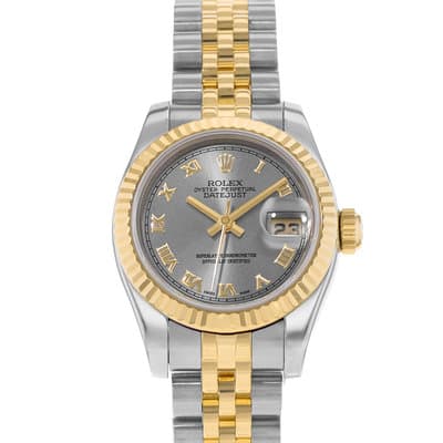 Rolex Datejust 26 179173 Grey Roman Fluted Steel Gold Jubilee Ladies Watch 2003