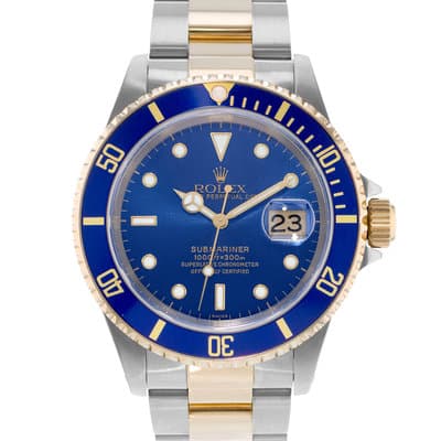 Rolex Submariner Date 16613 40mm Blue Steel Yellow Gold Oyster Mens Watch 1999