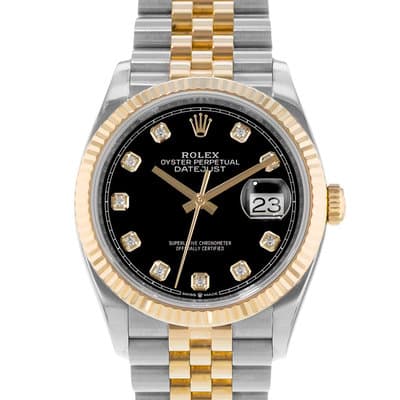 Rolex Datejust 36 126233 Diamond Black Steel Yellow Gold Mens Watch 2019
