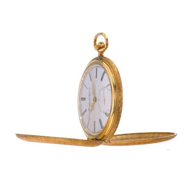 IWC Pocket Watch 5405 48mm 1970s Vintage Roman 18k Yellow Gold White 99.6 Grams