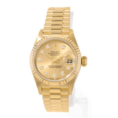 Rolex Datejust 26 69178 Diamond Yellow Gold Presidential Ladies Watch 1995