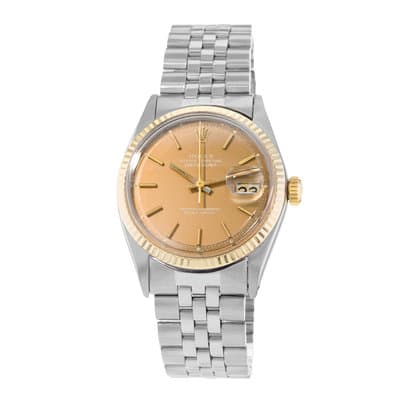 Rolex Datejust 36 1601 Vintage Patina Champagne Yellow Gold Mens Watch 1966