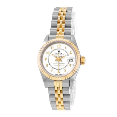 Rolex Datejust 26 69173 White Arabic Steel & Yellow Gold Jubilee Watch 1990