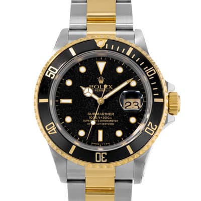 Rolex Submariner Date 16803 40mm Vintage Black Steel Yellow Gold Mens Watch 1987