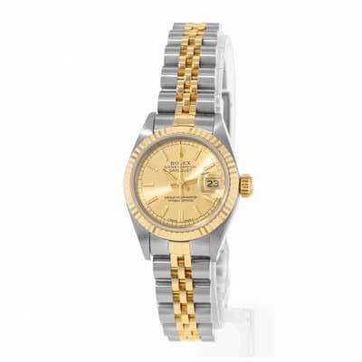Rolex Datejust 26 69173 Champagne Fluted Steel Yellow Gold Ladies Watch 1993