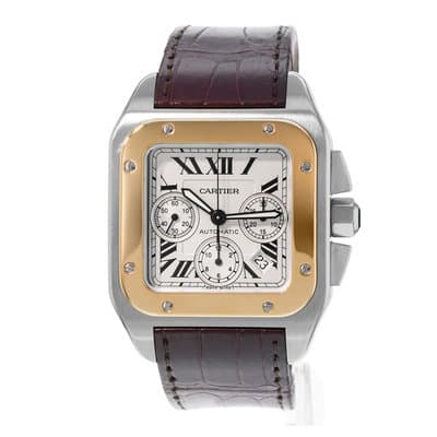 Cartier Santos 100 W20091X7 2740 42mm Silver Roman Steel Gold Mens Watch 2015