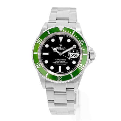 Rolex Submariner Date 16610LV 40mm Kermit Black Index Steel Men Watch 2005
