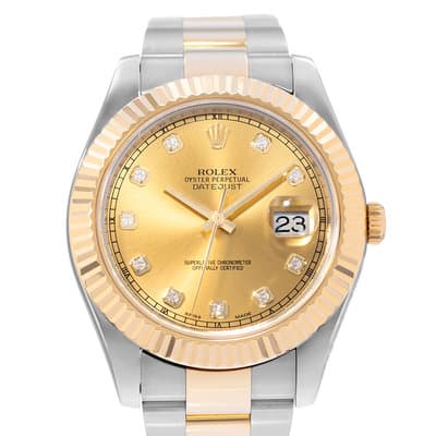 Rolex Datejust II 116333 Champagne Diamond Steel Yellow Gold Mens Watch 2011