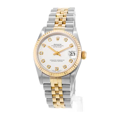 Rolex Datejust 31 68273 White Diamond Steel Yellow Gold Ladies Watch 1994