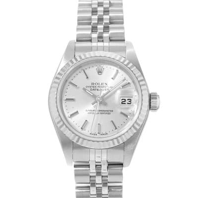 Rolex Datejust 26 79174 Silver Index Fluted Steel White Gold Ladies Watch 2004