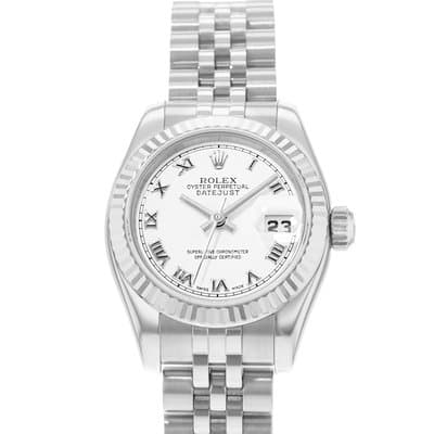 Rolex Datejust 26 179174 White Roman Fluted Steel Gold Jubilee Ladies Watch 2006