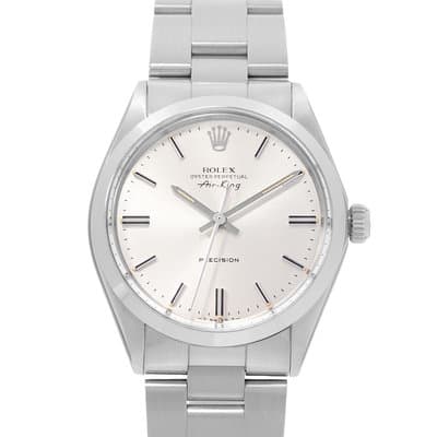 Rolex Air King 34 5500 Silver Index Steel Oyster Automatic Mens Watch 1974