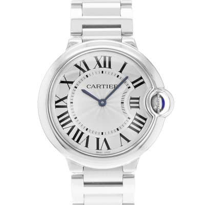 Cartier Ballon Bleu 36mm W69011Z4 3005 Silver Roman Dial Steel Quartz Mens Watch