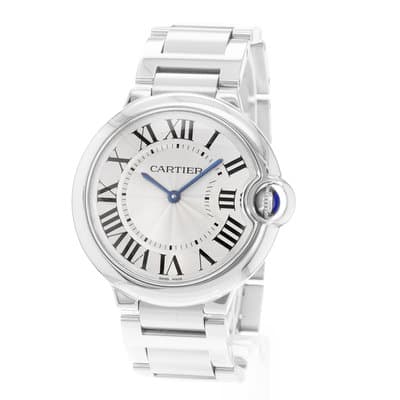 Cartier Ballon Bleu 36mm W69011Z4 3005 Silver Roman Dial Steel Quartz Mens Watch