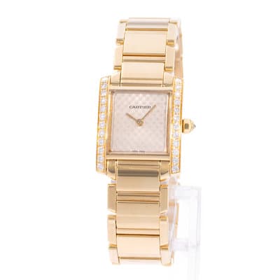 Cartier Tank Francaise WE1021R8 2385 20mm Light Rose Diamond Gold Ladies Watch